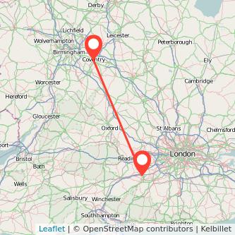 Farnborough Coventry train map