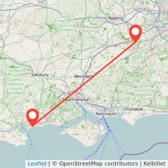 Farnborough Bournemouth train map