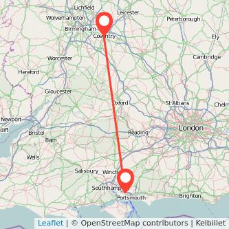 Fareham Coventry train map