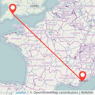 Exeter Nice flight map