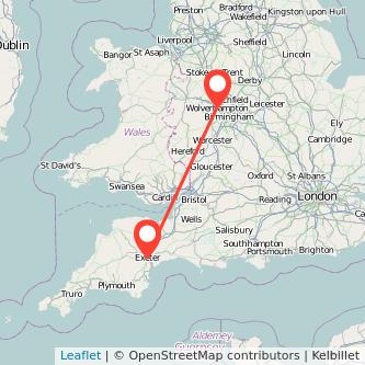 Exeter Wolverhampton train map