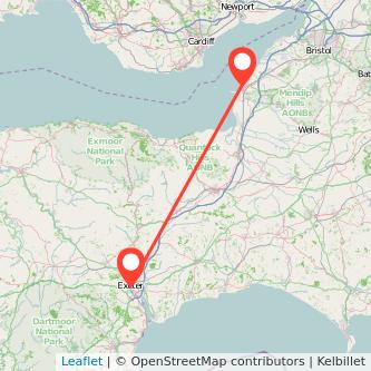 Exeter Weston-super-Mare bus map