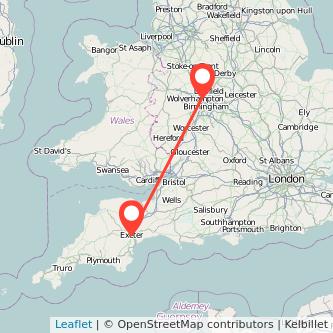 Exeter Walsall bus map