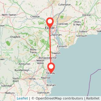 Exeter Torquay bus map