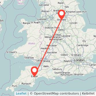 Exeter Sheffield train map