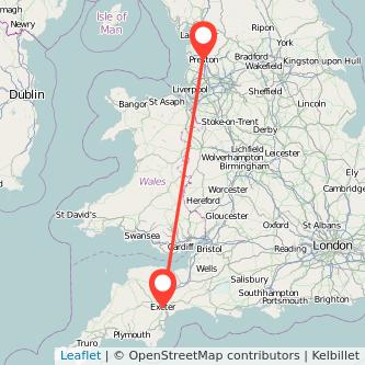 Exeter Preston train map