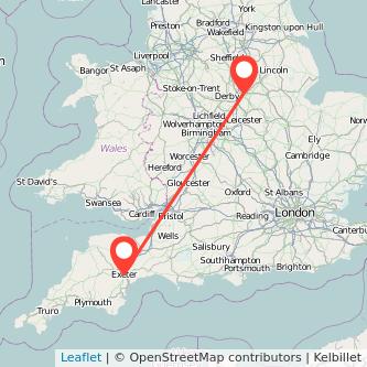 Exeter Nottingham train map