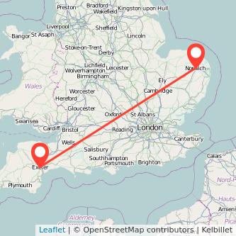 Exeter Norwich train map