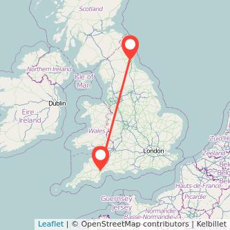 Exeter Newcastle upon Tyne train map
