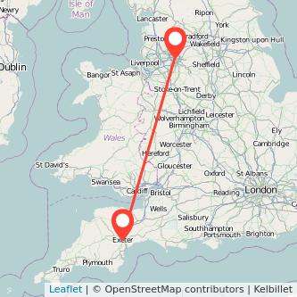 Exeter Manchester train map