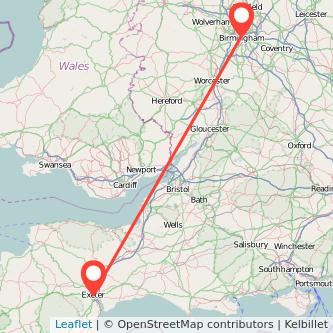 Exeter Birmingham train map