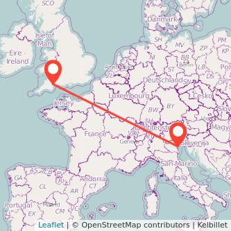 Exeter Venice flight map