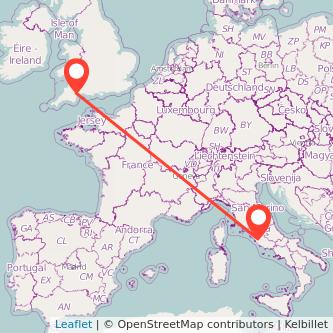 Exeter Rome flight map