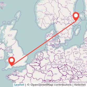 Exeter Stockholm flight map