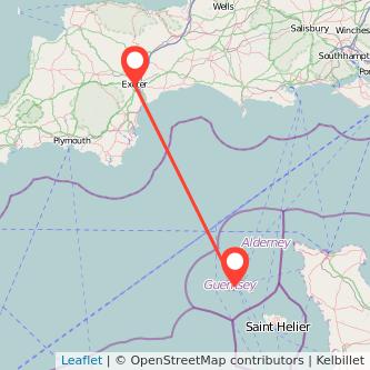 Exeter Guernsey flight map