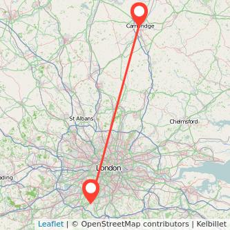 Epsom Cambridge train map