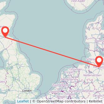 Edinburgh Hamburg flight map