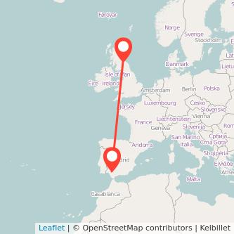 Edinburgh Seville flight map