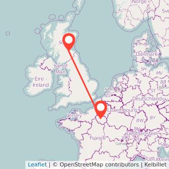 Edinburgh Paris train map