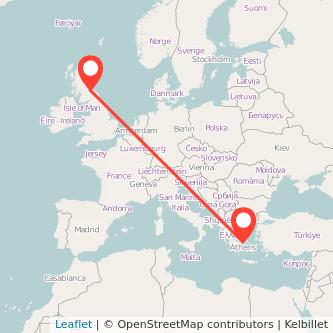 Edinburgh Athens flight map