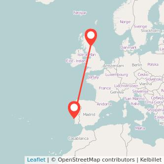 Edinburgh Lisbon flight map