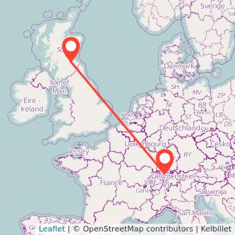 Edinburgh Zurich train map