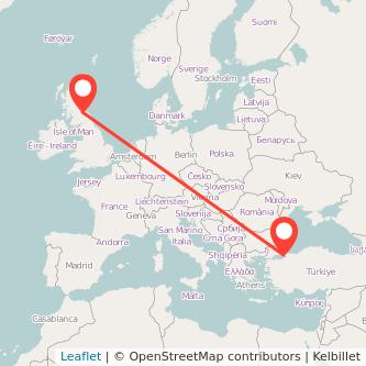 Edinburgh Istanbul flight map