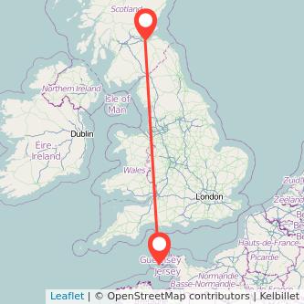 Edinburgh Guernsey flight map