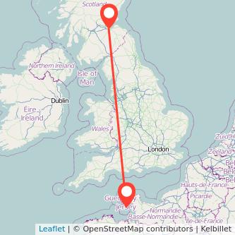 Edinburgh Jersey flight map