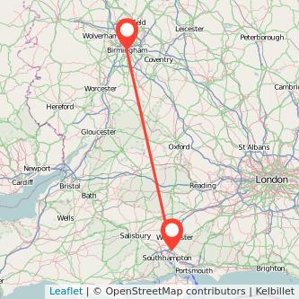 Eastleigh Birmingham bus map