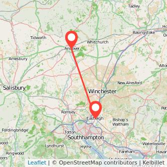 Eastleigh Andover bus map