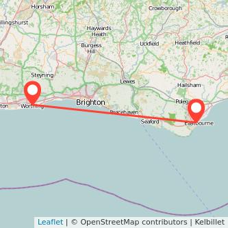 Eastbourne Worthing train map