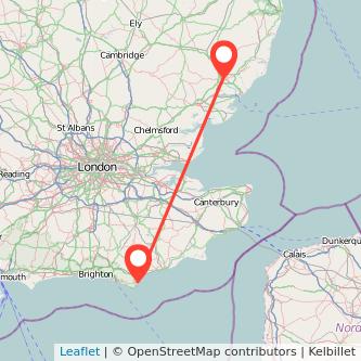 Eastbourne Ipswich bus map