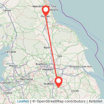 Durham Worksop train map