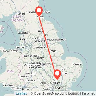 Durham Stevenage train map