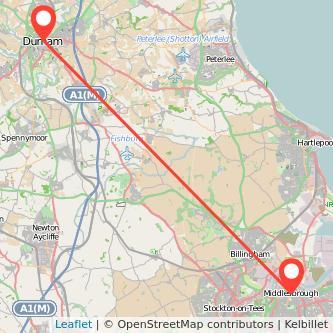 Durham Middlesbrough bus map