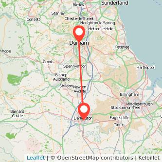 Durham Darlington bus map