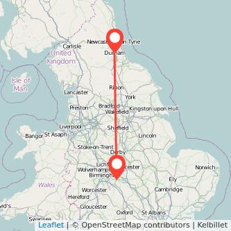 Durham Coventry train map