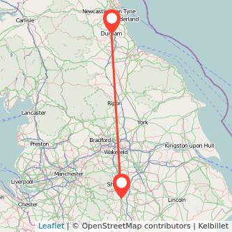 Durham Chesterfield train map