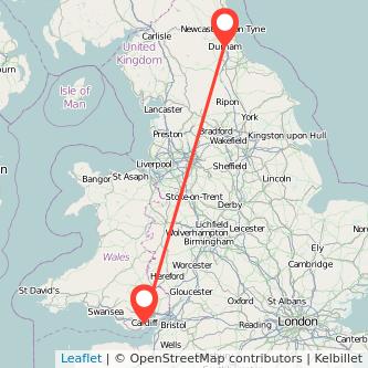 Durham Cardiff train map