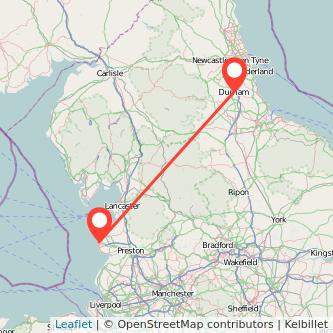 Durham Blackpool bus map