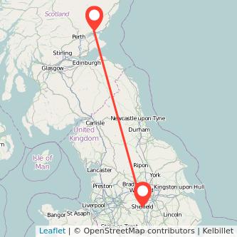 Dundee Sheffield train map