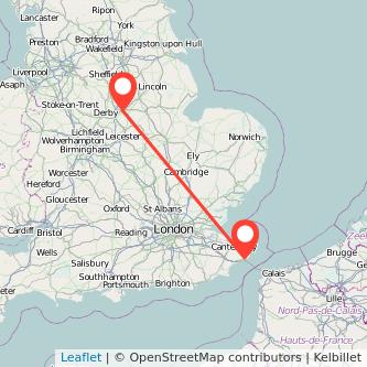 Dover Nottingham train map