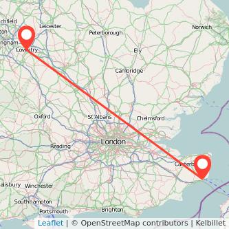 Dover Coventry train map