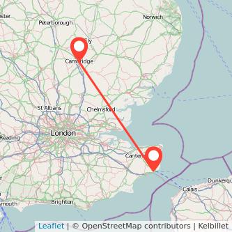 Dover Cambridge train map