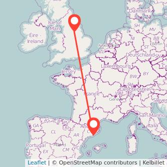 Doncaster Barcelona train map