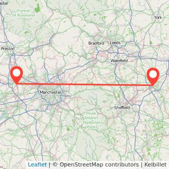 Doncaster Wigan train map