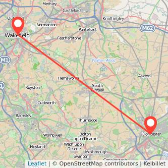 Doncaster Wakefield train map