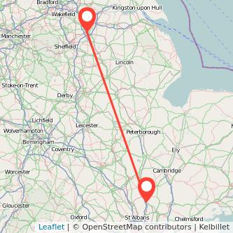 Doncaster Stevenage train map