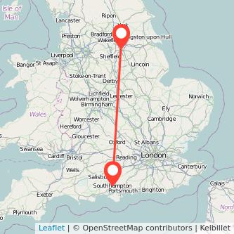 Doncaster Southampton train map